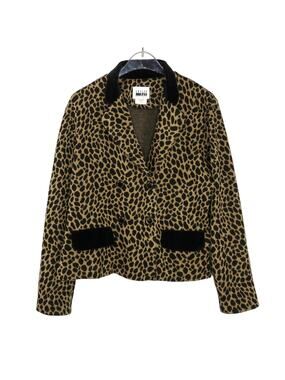 90s Vintage Leopard Print Blazer Jacket Retro Medium Leslie Fay Jacke